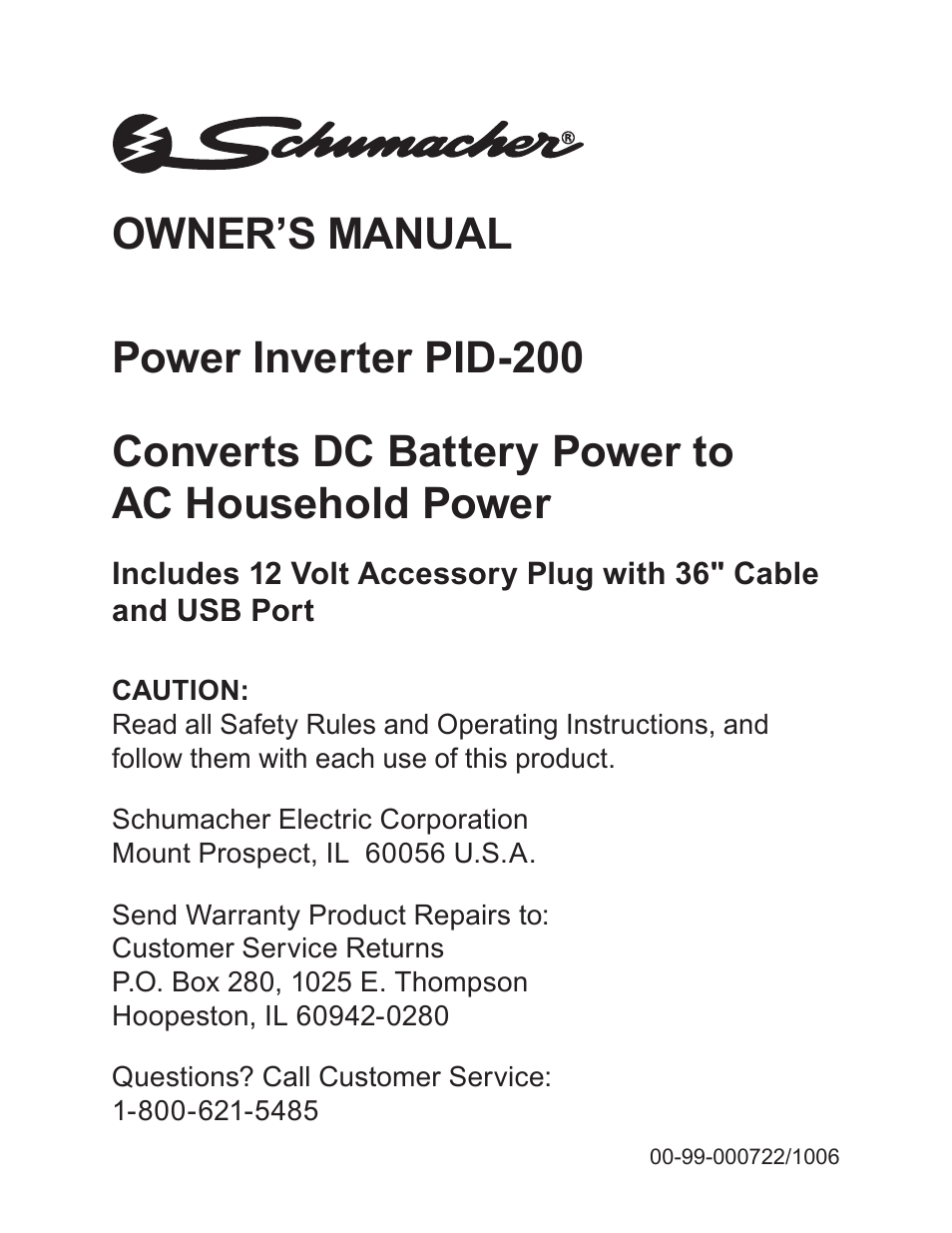 Schumacher PID-200 User Manual | 24 pages