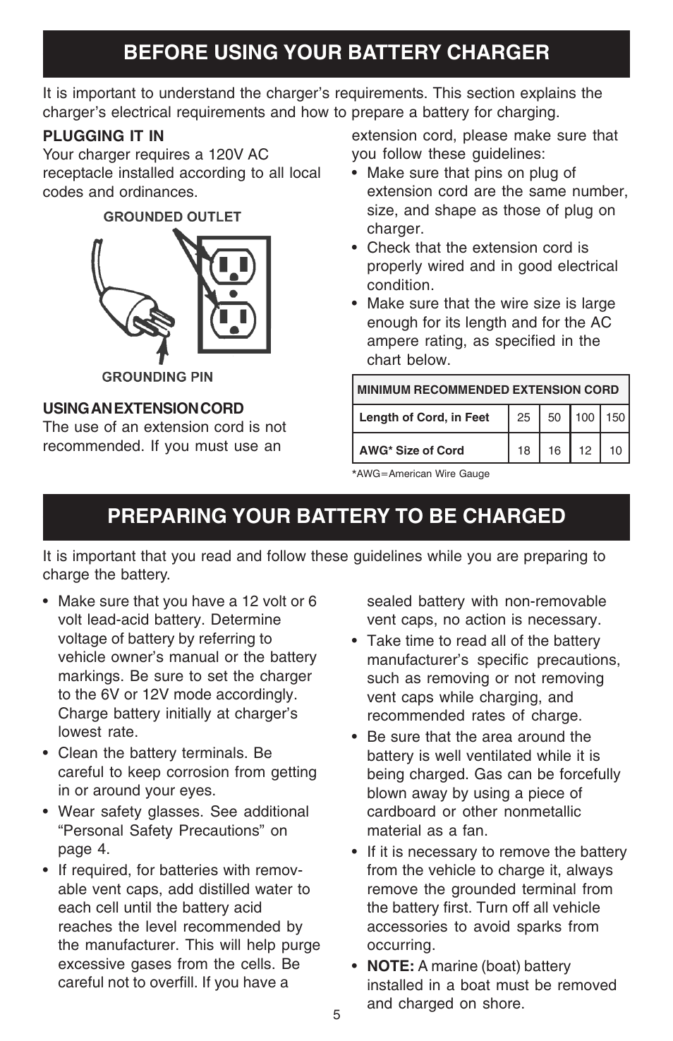 Before using your battery charger, Preparing your battery to be charged | Schumacher 10000A User Manual | Page 5 / 16