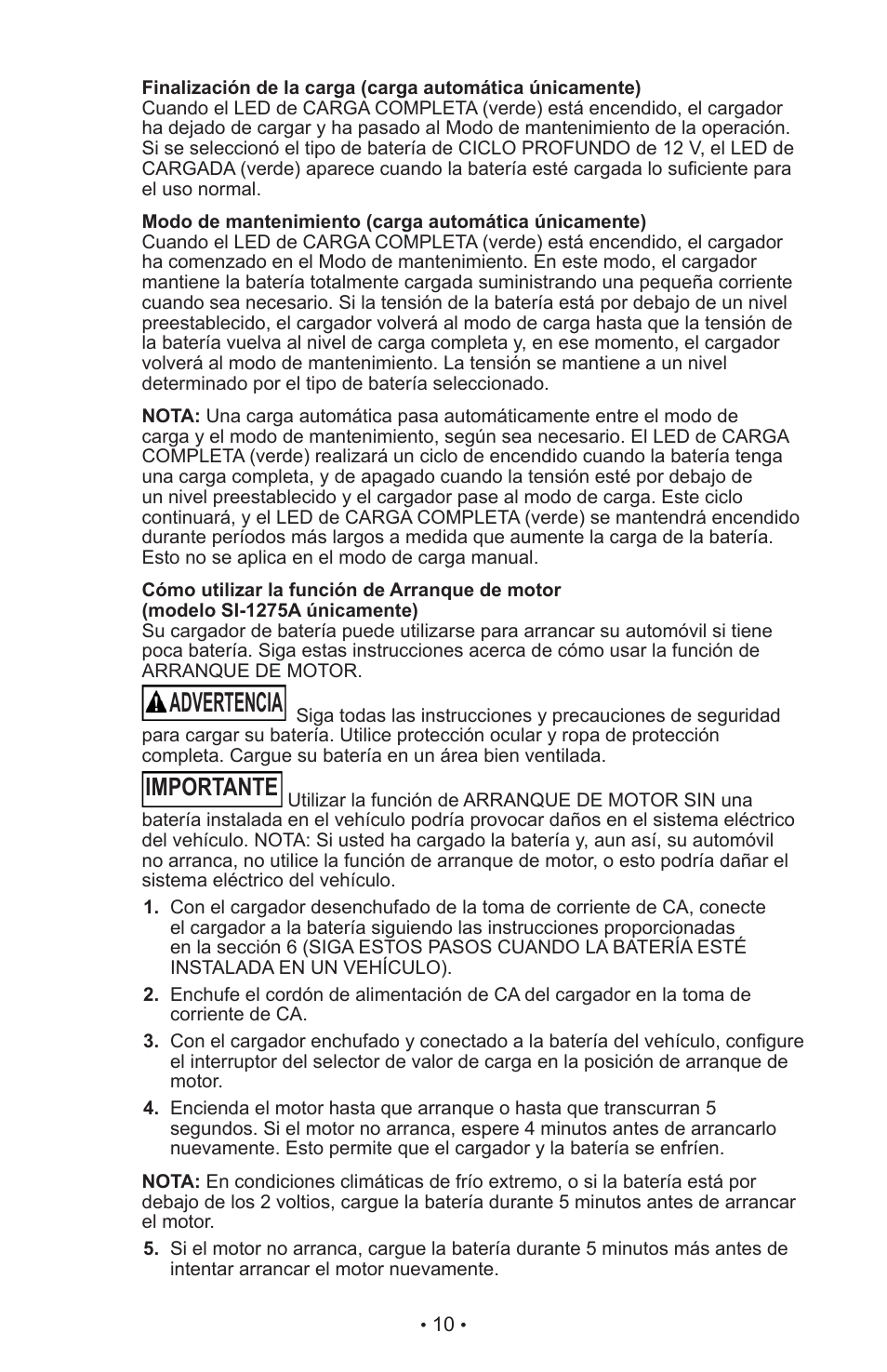 Advertencia, Importante | Schumacher MANUAL DO USURIO SI-82-6 User Manual | Page 14 / 52