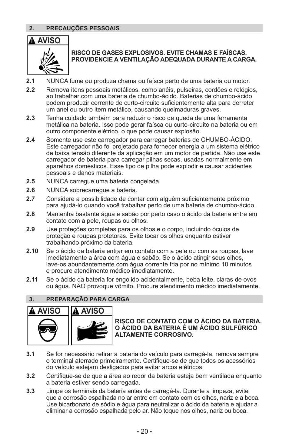 Aviso | Schumacher MANUAL DO USURIO SI-82-6 User Manual | Page 24 / 52