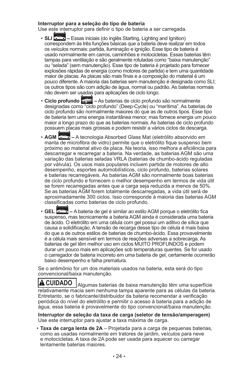 Cuidado | Schumacher MANUAL DO USURIO SI-82-6 User Manual | Page 28 / 52