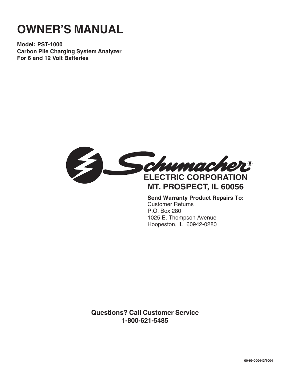 Schumacher PST-1000 User Manual | 12 pages