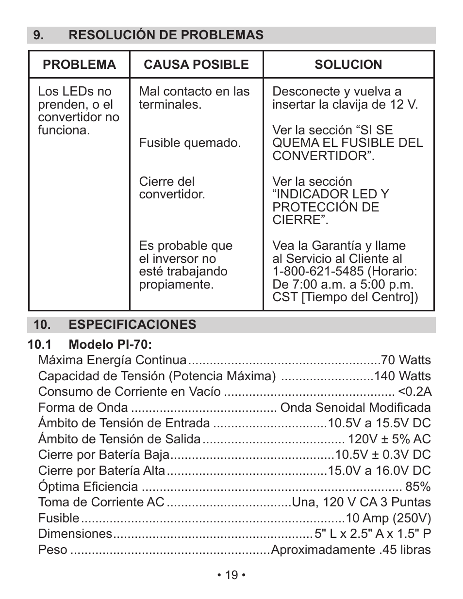 Schumacher PI-70 User Manual | Page 19 / 22