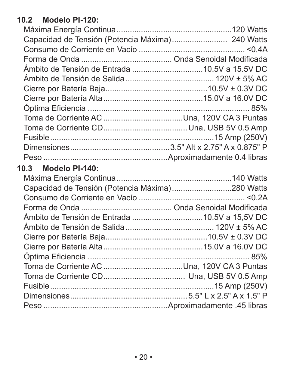 Schumacher PI-70 User Manual | Page 20 / 22
