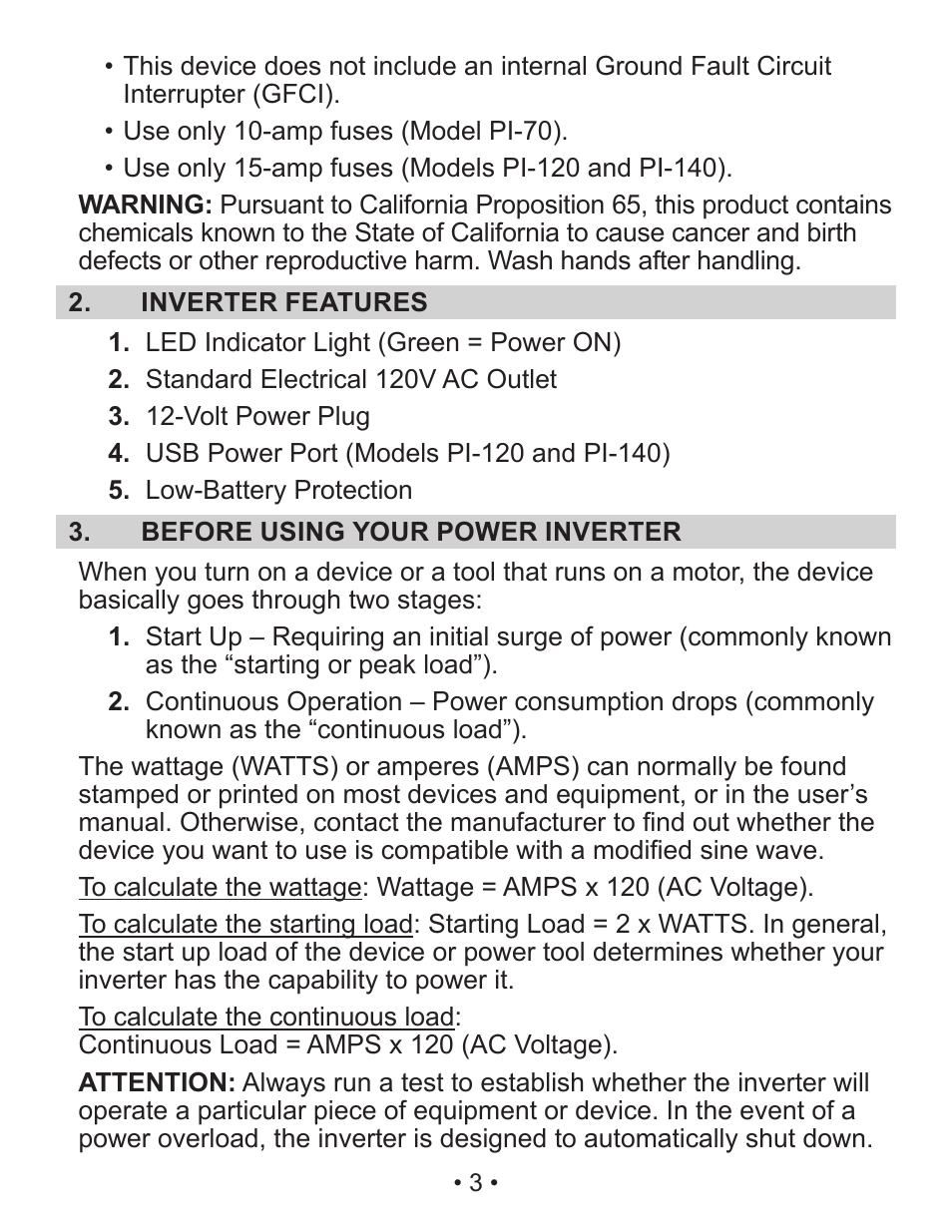 Schumacher PI-70 User Manual | Page 3 / 22