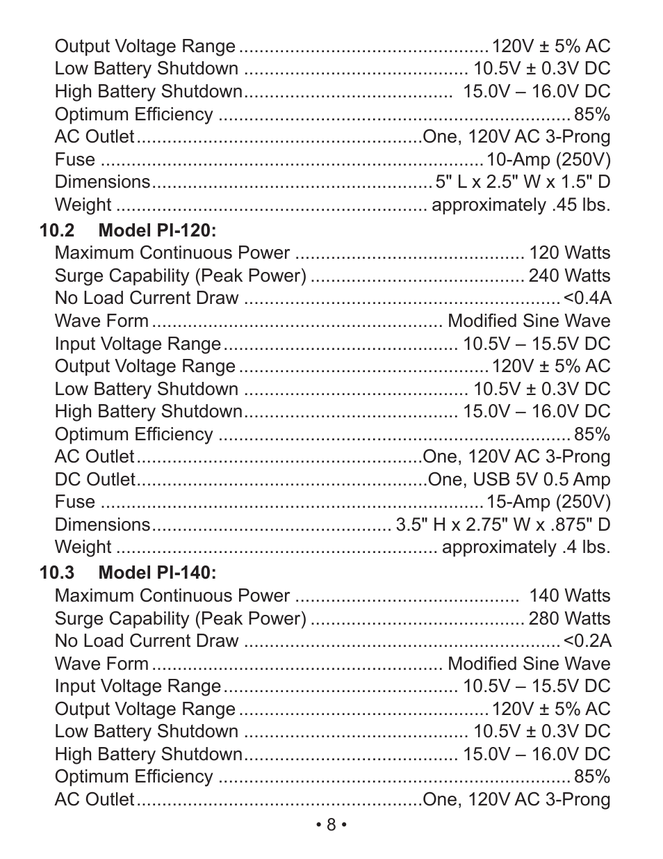 Schumacher PI-70 User Manual | Page 8 / 22