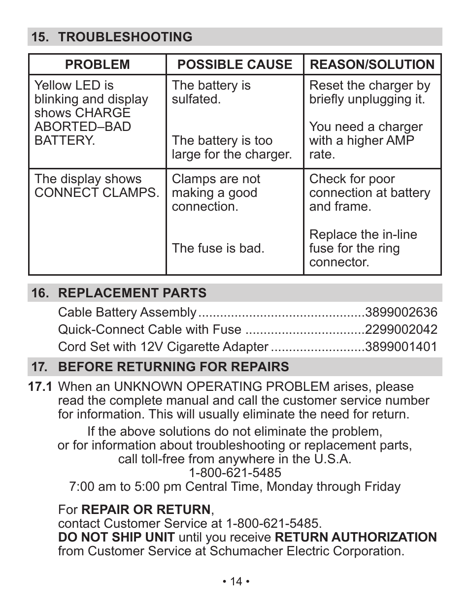Schumacher SP3 User Manual | Page 14 / 35
