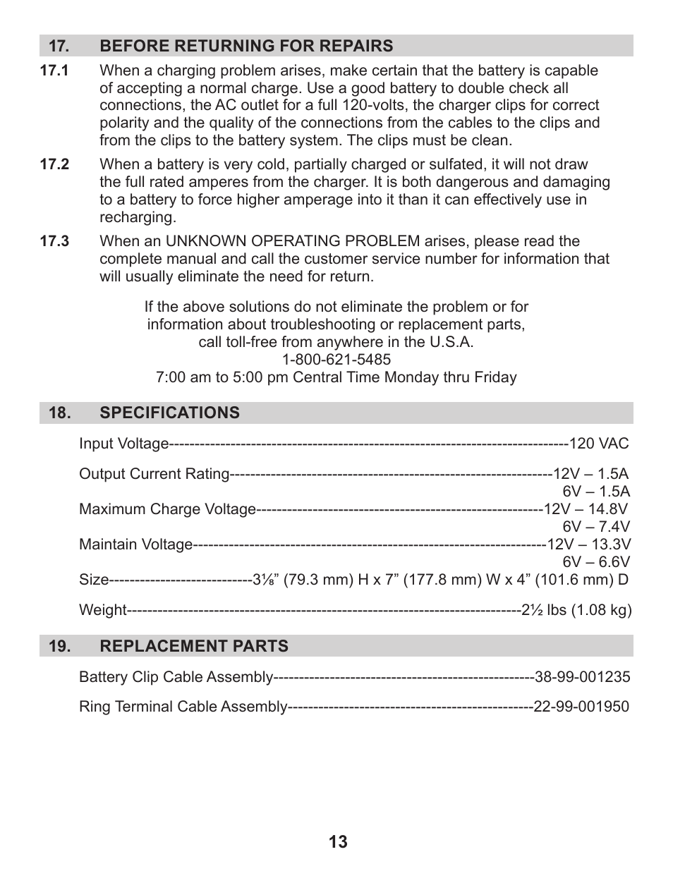 Schumacher XM1-5 User Manual | Page 17 / 34