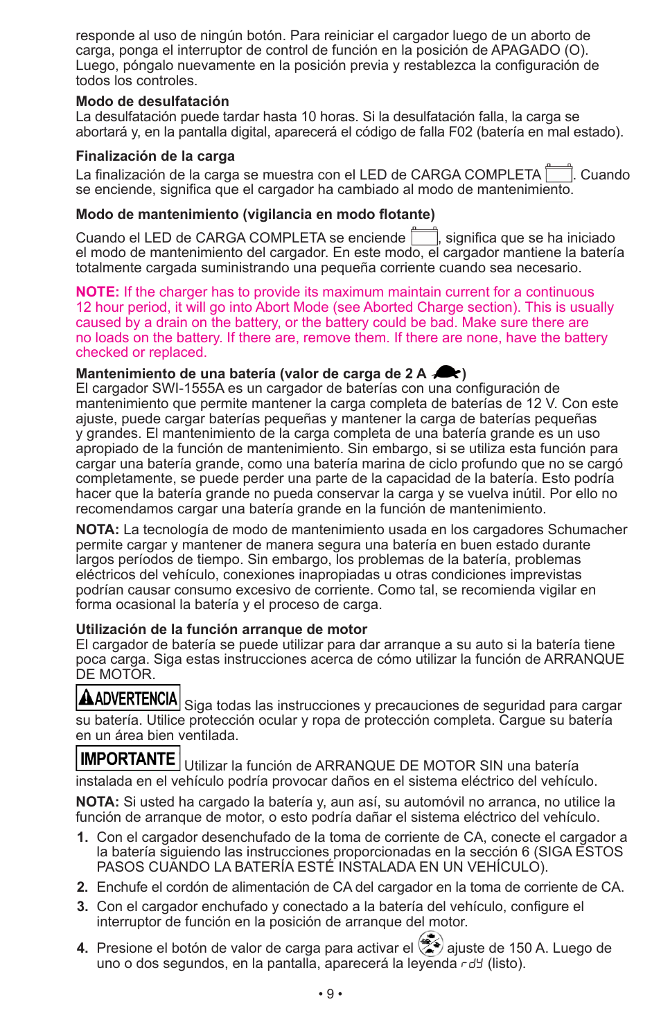 Schumacher Automatic SWI-1555A User Manual | Page 10 / 48