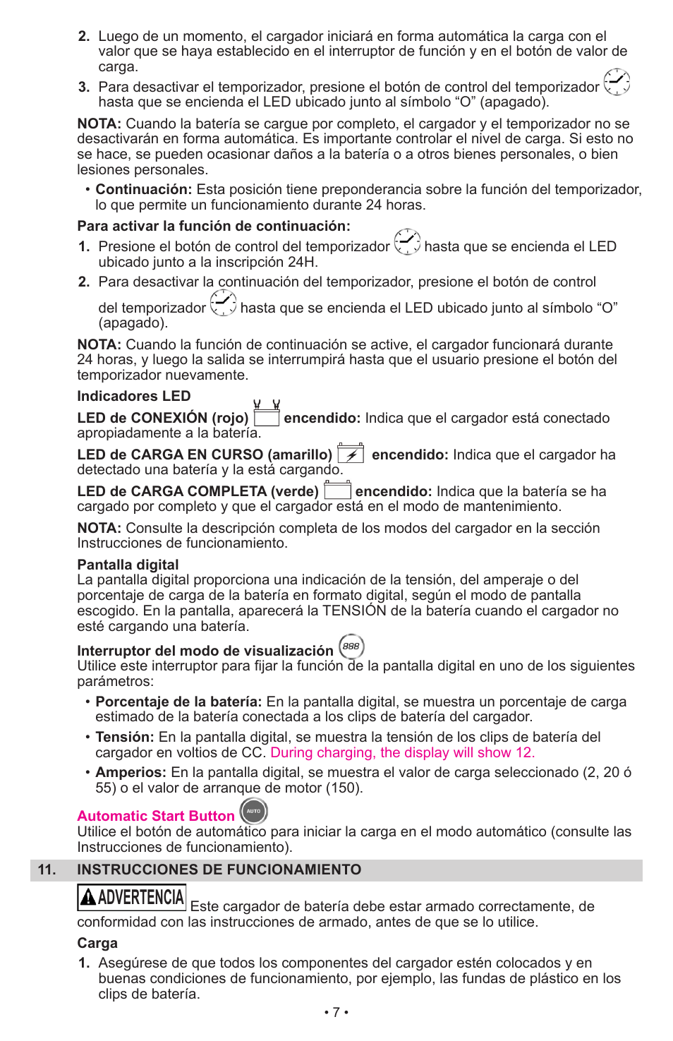 Advertencia | Schumacher Automatic SWI-1555A User Manual | Page 8 / 48