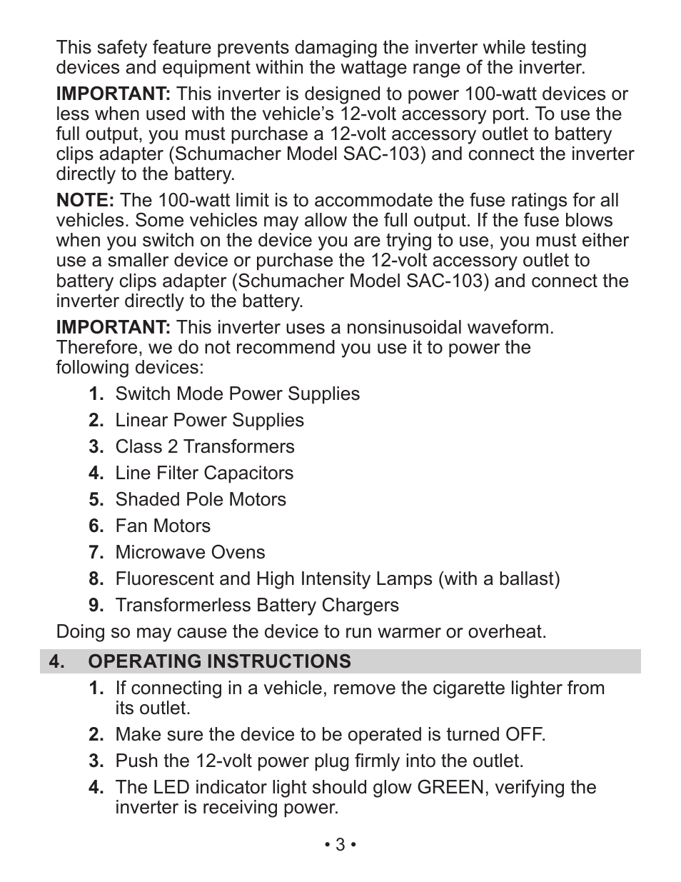 Schumacher PIC-150-USB User Manual | Page 4 / 31