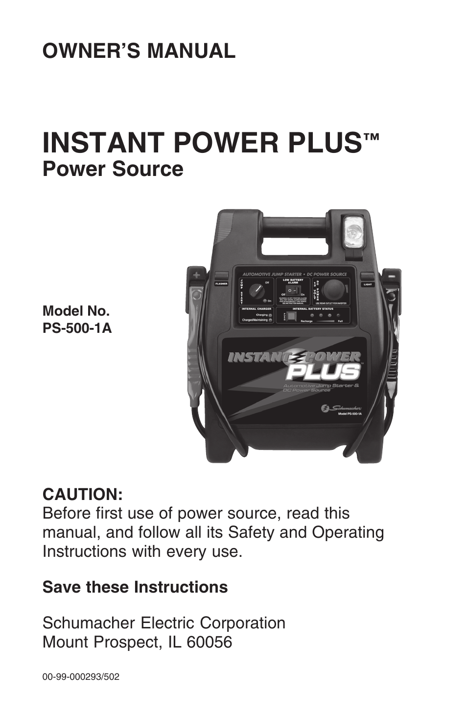 Schumacher PS-500-1A User Manual | 8 pages