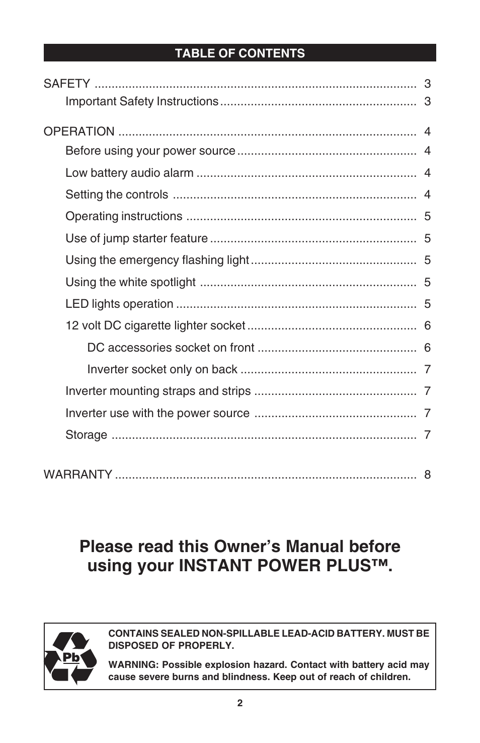 Schumacher PS-500-1A User Manual | Page 2 / 8