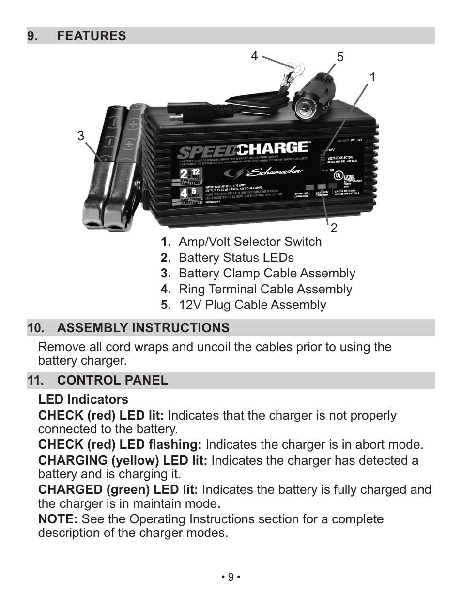 Schumacher Automatic Battery Charger / Maintainer SC-200A User Manual | Page 9 / 41