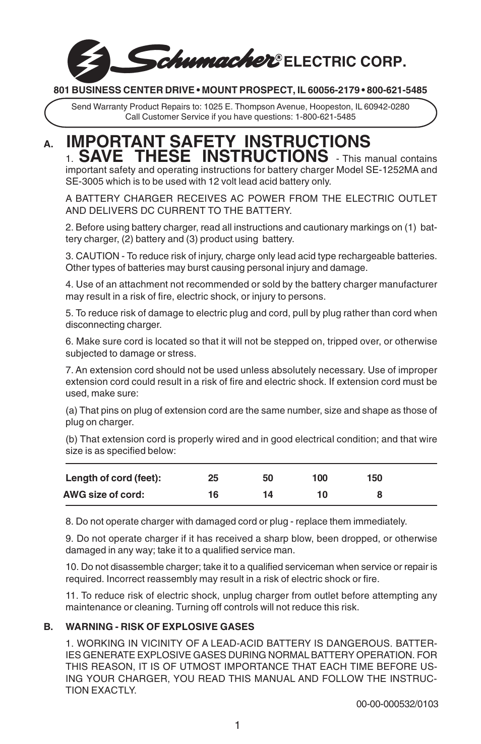 Schumacher SE-3005 User Manual | 12 pages