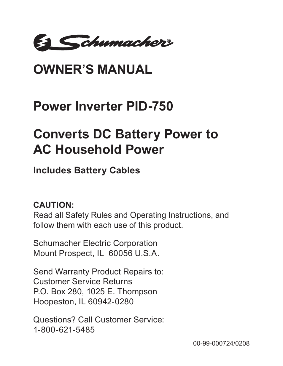 Schumacher PID-750 User Manual | 28 pages