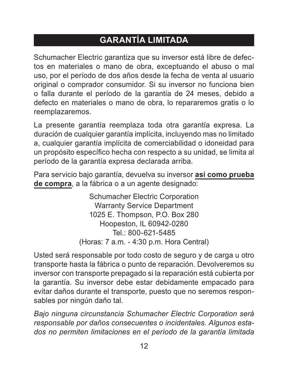 Schumacher PID-750 User Manual | Page 26 / 28