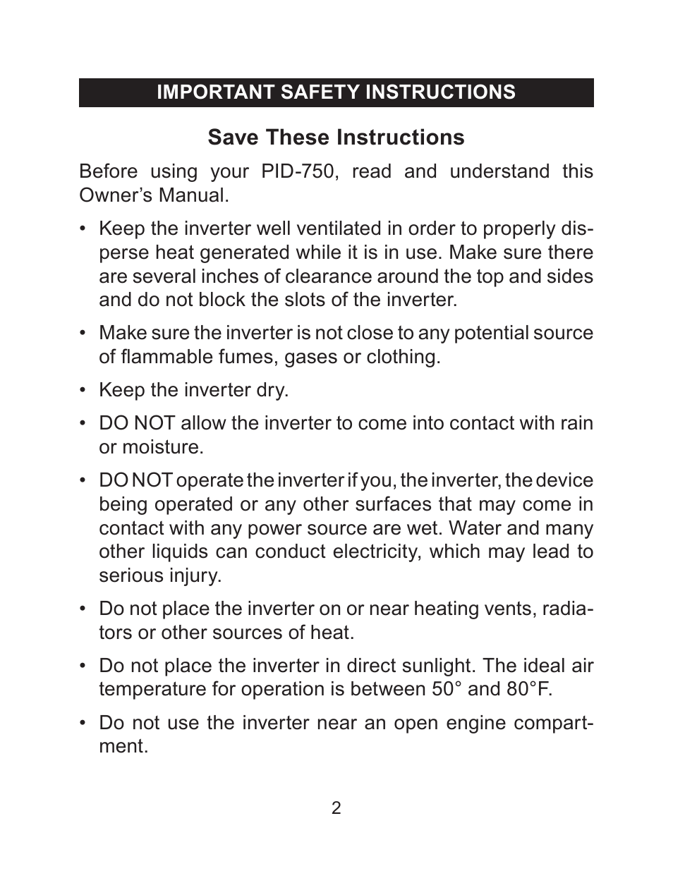 Schumacher PID-750 User Manual | Page 3 / 28