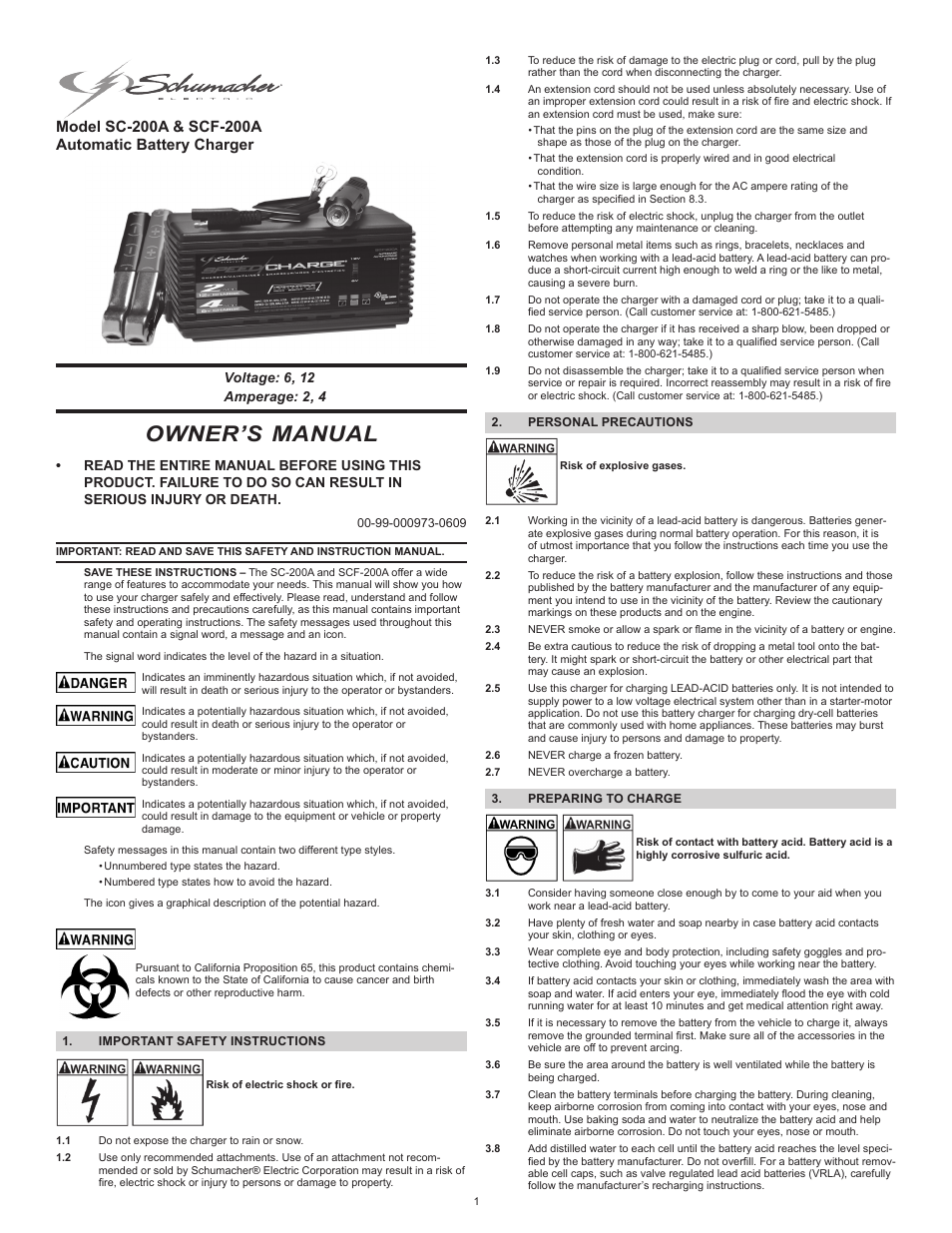 Schumacher SCF-200A User Manual | 12 pages