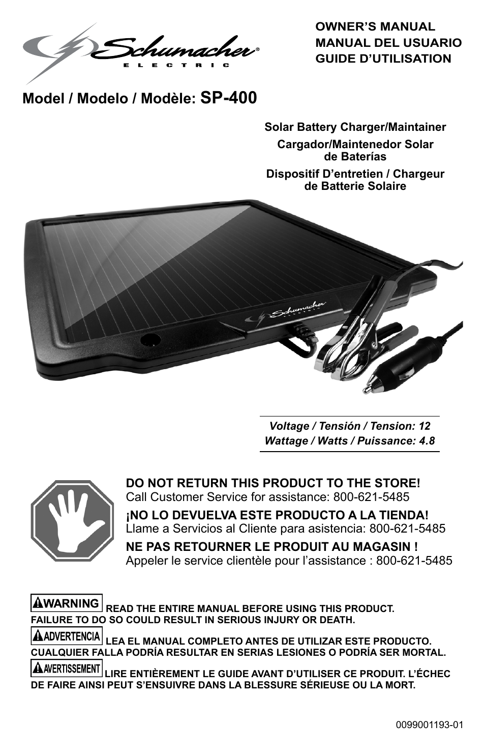 Schumacher SCHUMAKER SOLAR BATTERY CHARGER SP-400 User Manual | 24 pages