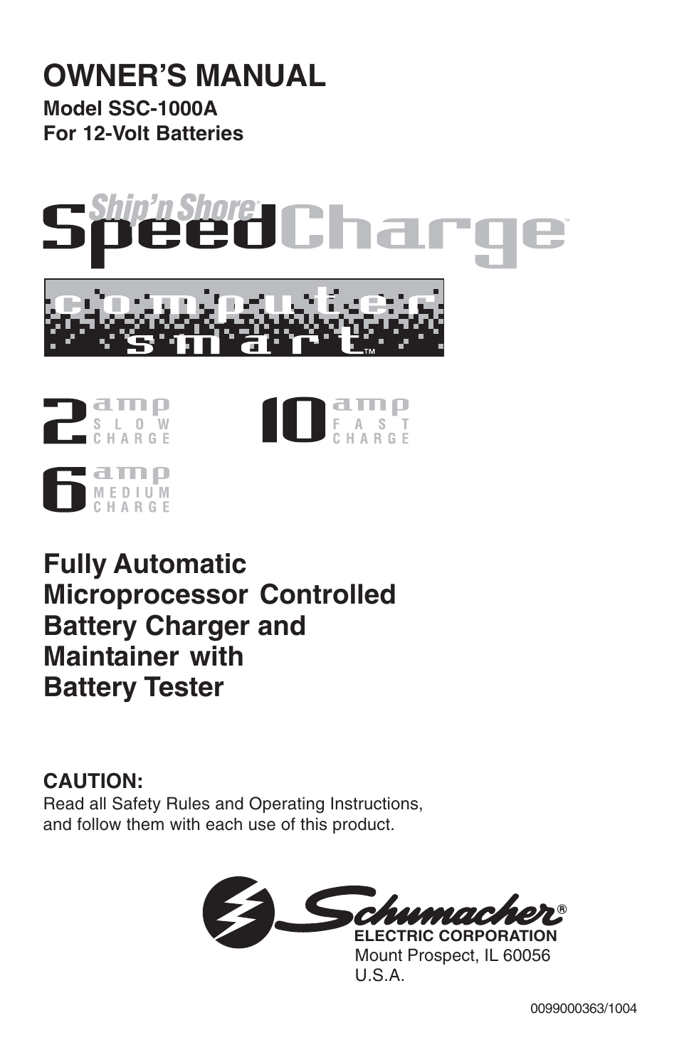 Schumacher SSC-1000A User Manual | 16 pages