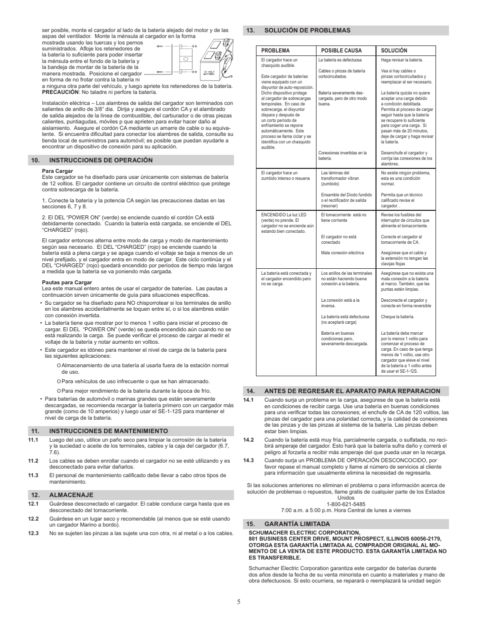 Schumacher Automatic /Maintainer SE-1-12S User Manual | Page 5 / 8