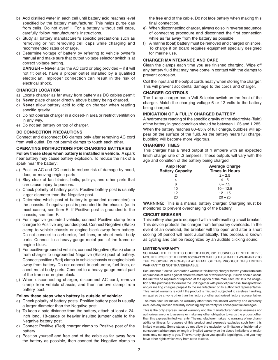 Schumacher MC-1 1 Amp User Manual | Page 2 / 4