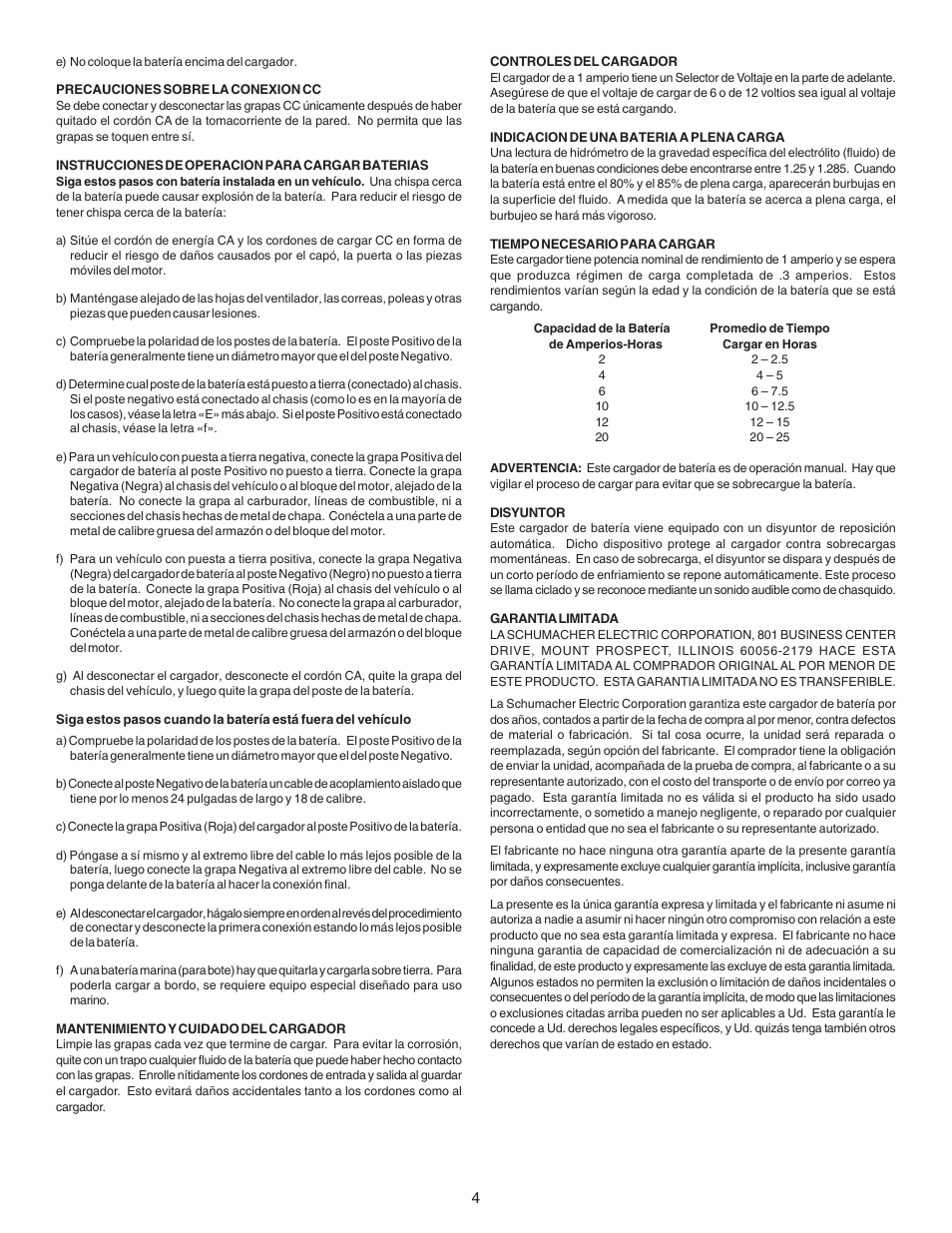 Schumacher MC-1 1 Amp User Manual | Page 4 / 4