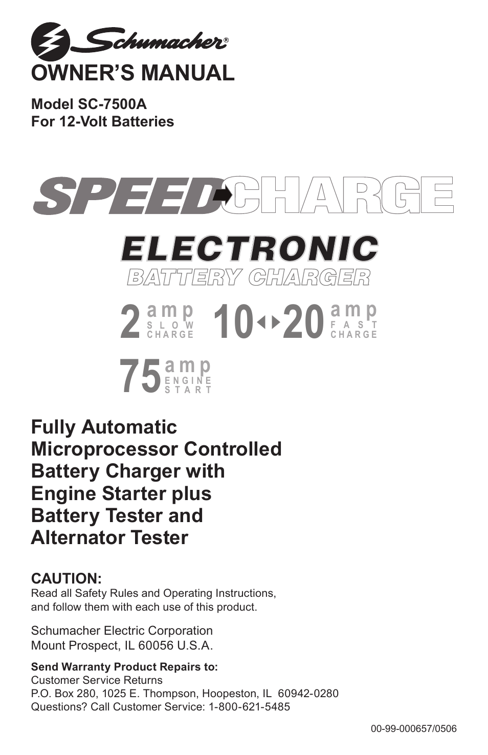 Schumacher SC-7500A User Manual | 32 pages