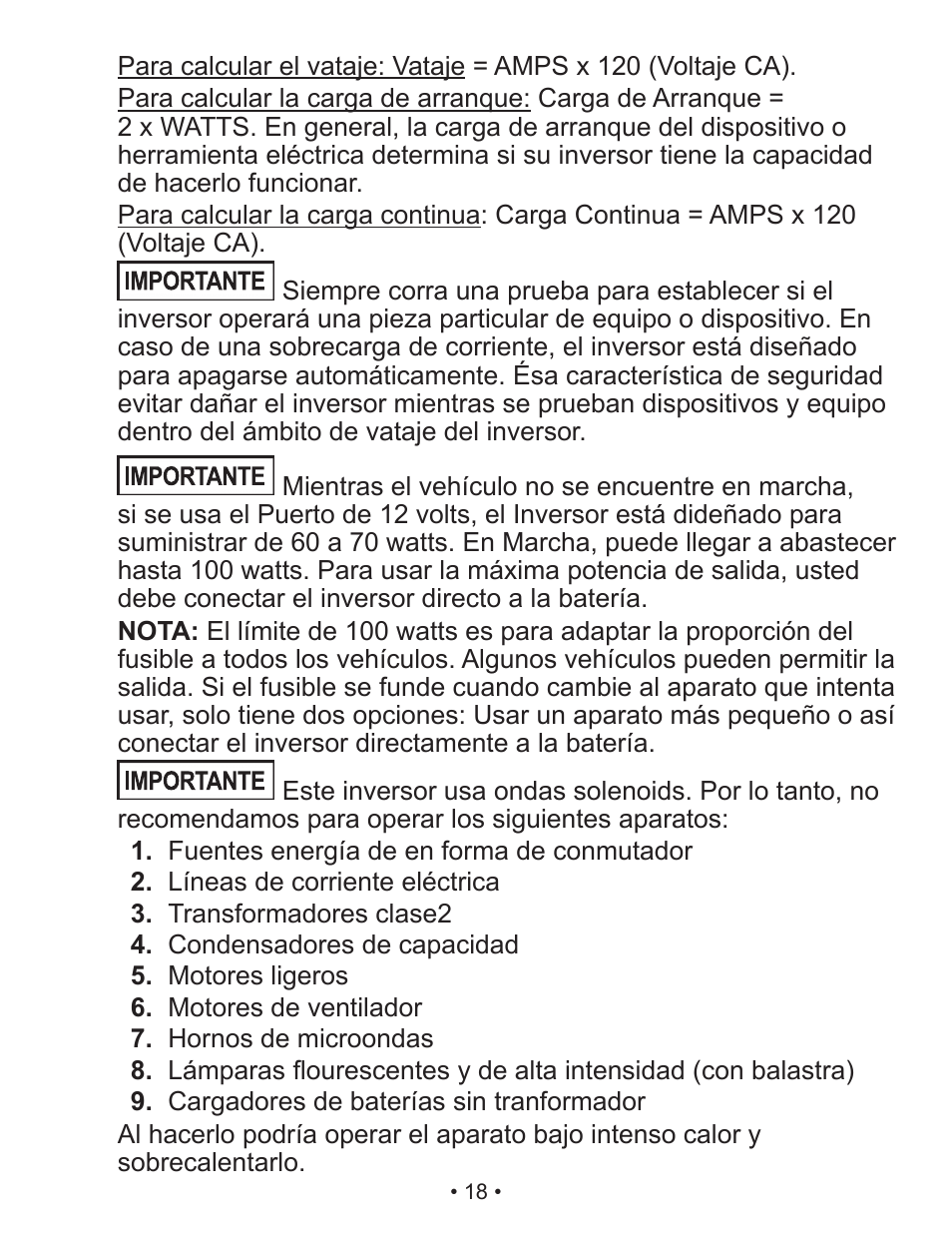 Schumacher Shumacher Power Inverter PI-200 User Manual | Page 18 / 27