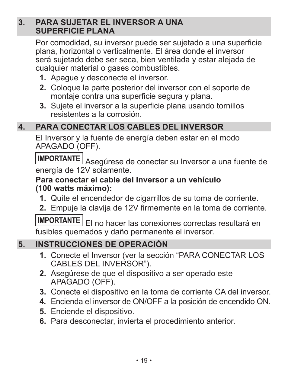 Schumacher Shumacher Power Inverter PI-200 User Manual | Page 19 / 27