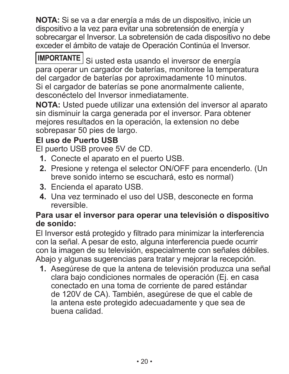 Schumacher Shumacher Power Inverter PI-200 User Manual | Page 20 / 27