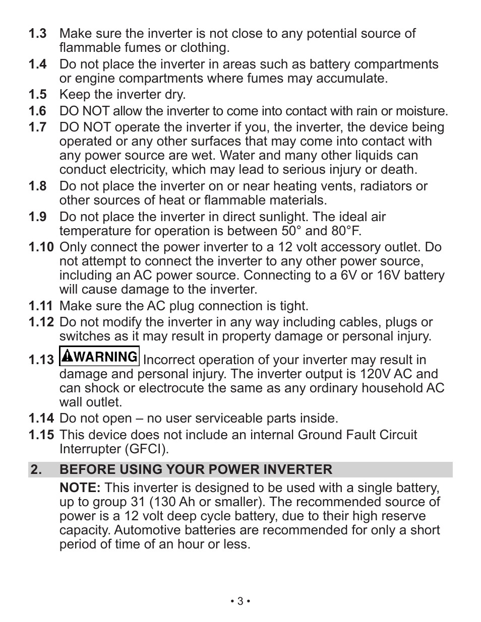Schumacher Shumacher Power Inverter PI-200 User Manual | Page 3 / 27
