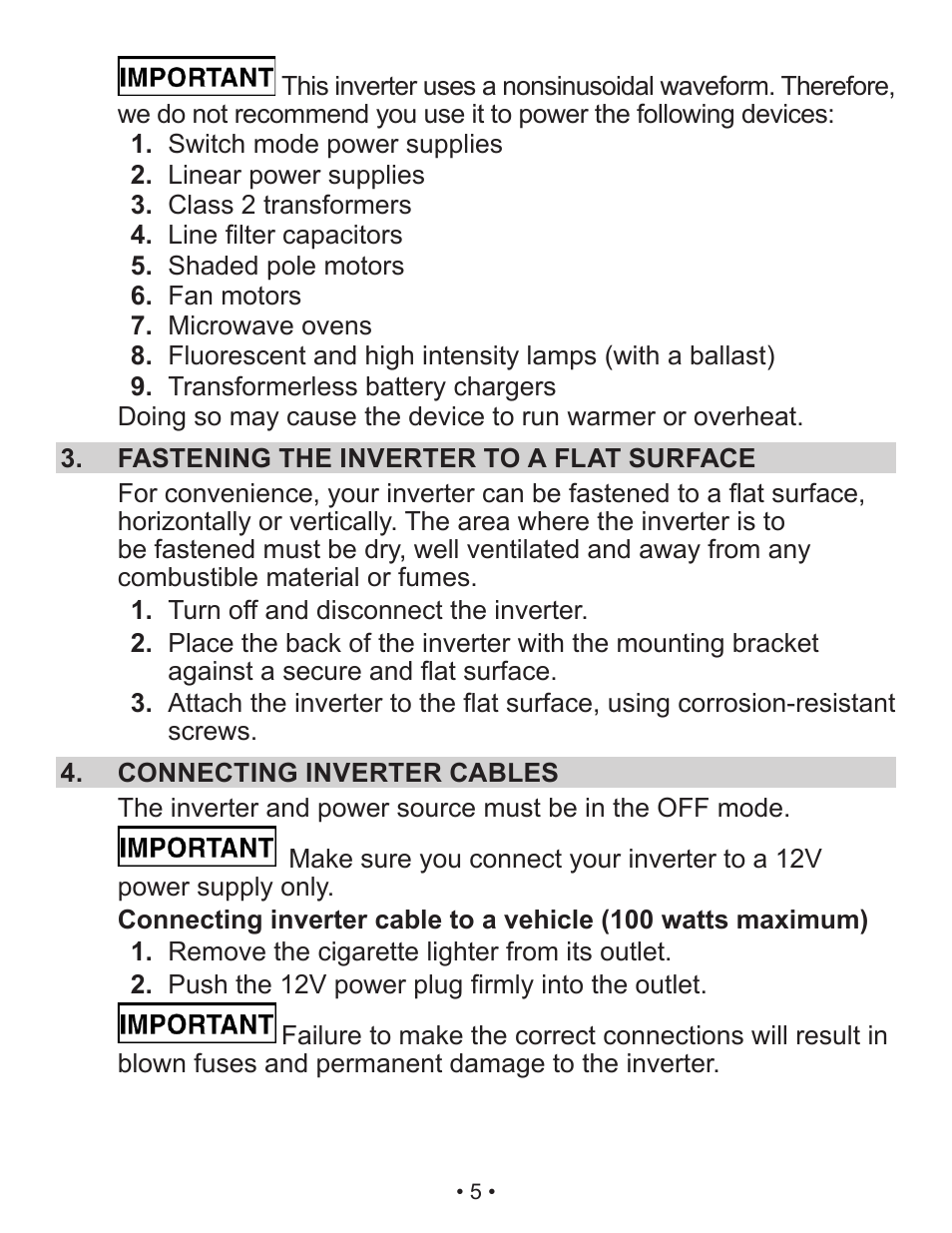 Schumacher Shumacher Power Inverter PI-200 User Manual | Page 5 / 27