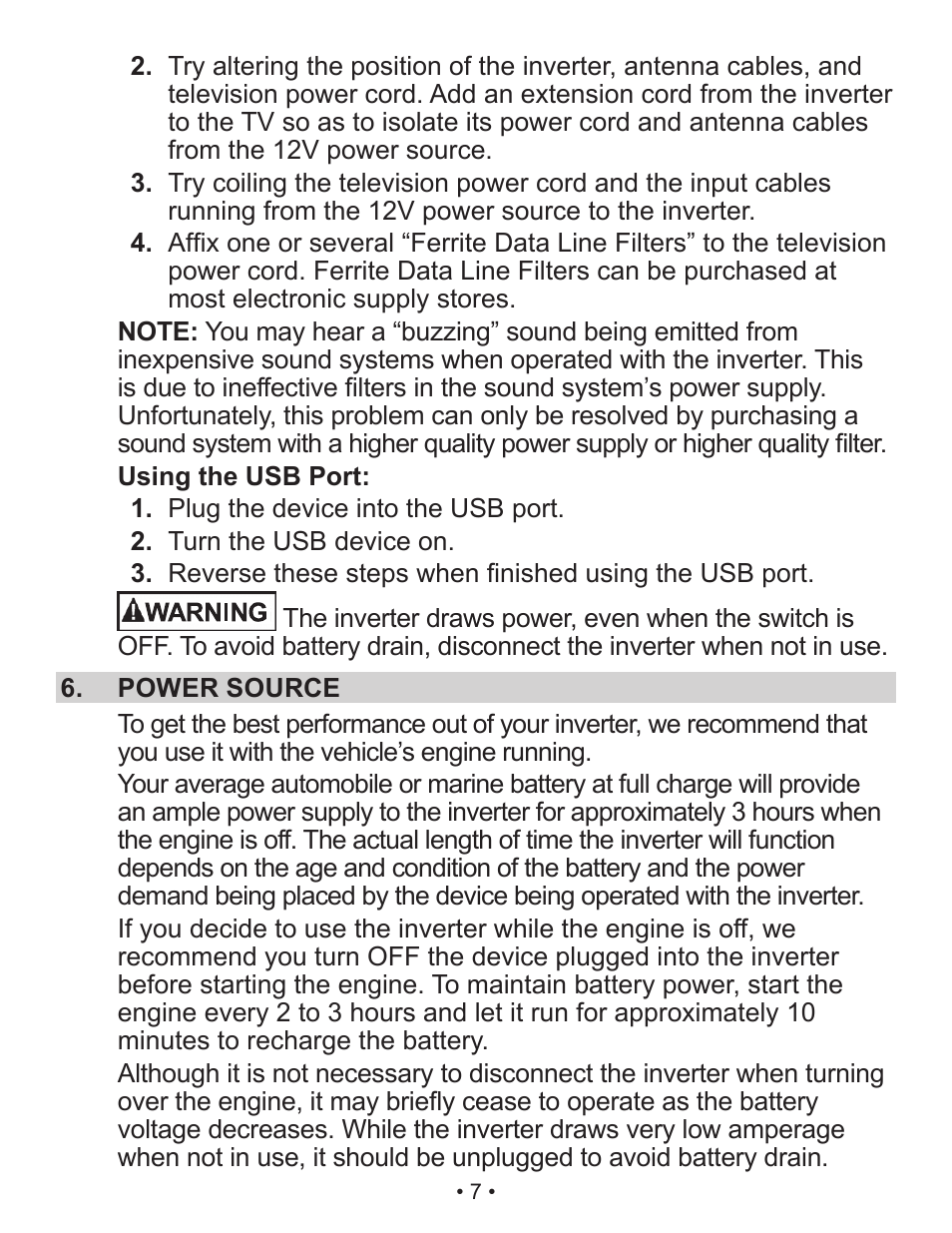 Schumacher Shumacher Power Inverter PI-200 User Manual | Page 7 / 27