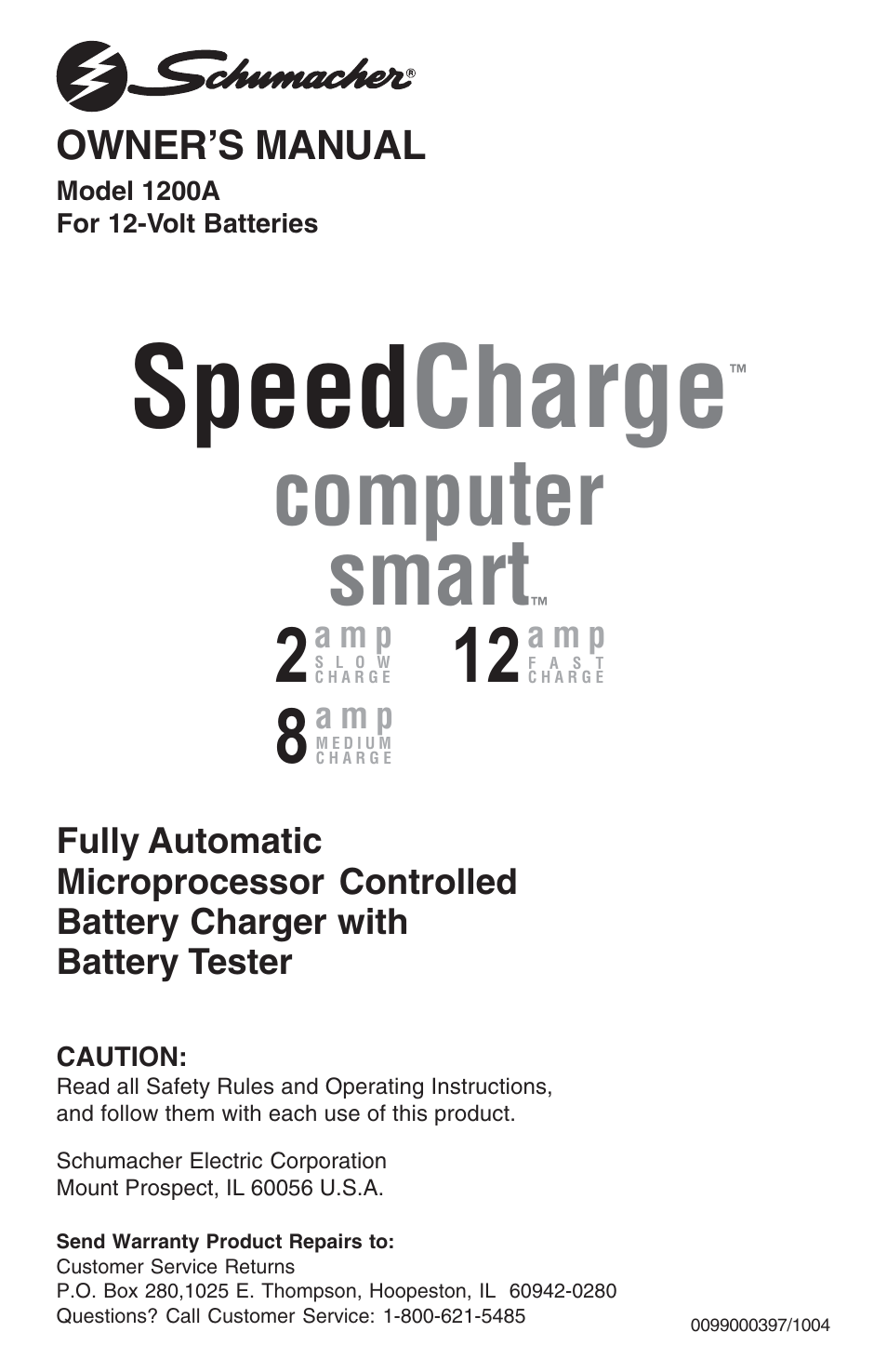 Schumacher 1200A User Manual | 16 pages