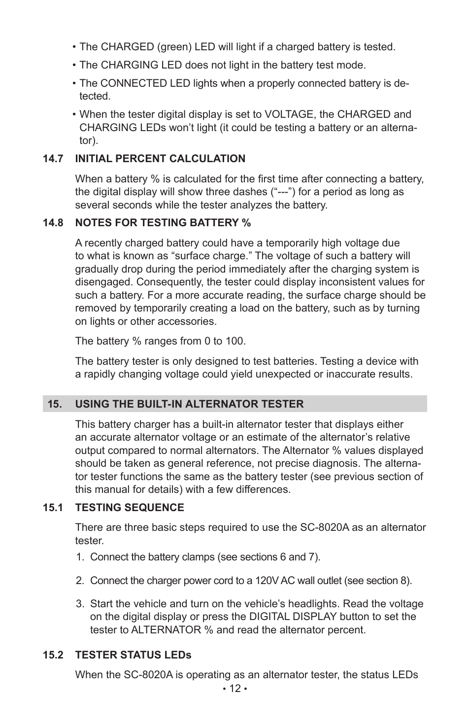 Schumacher SC-8020A User Manual | Page 14 / 40