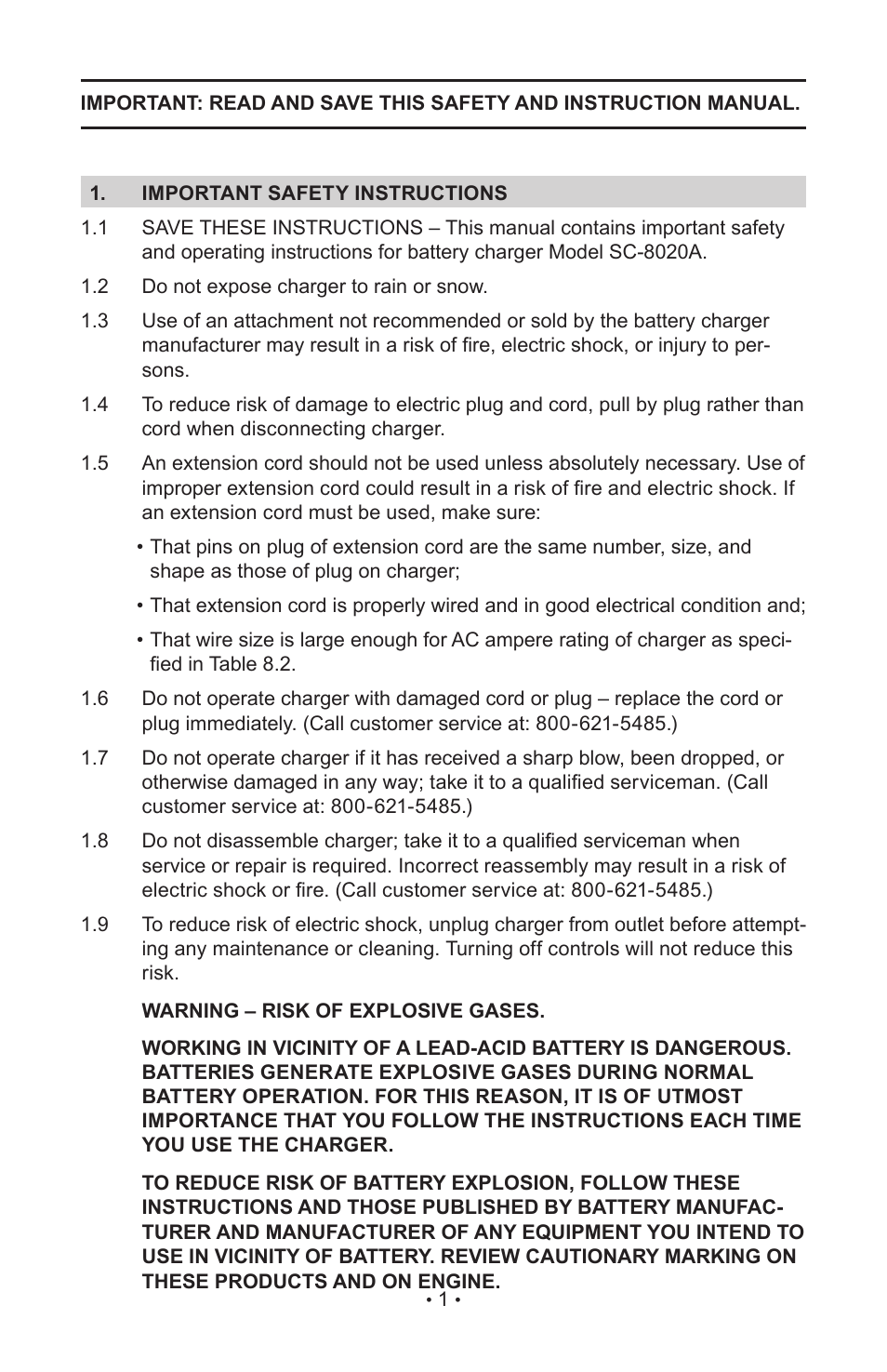 Schumacher SC-8020A User Manual | Page 3 / 40
