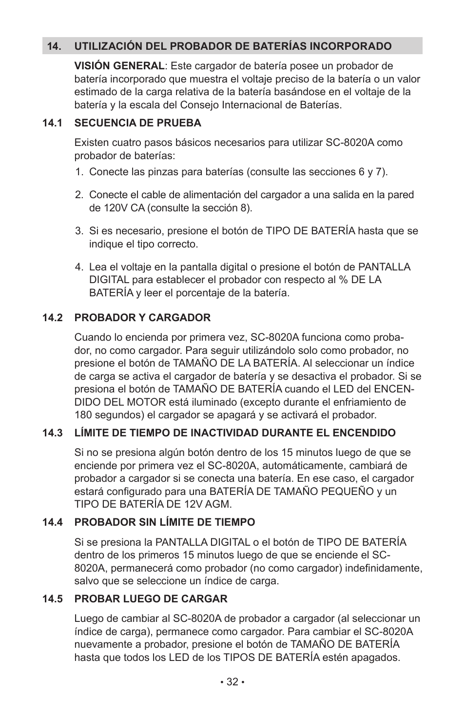 Schumacher SC-8020A User Manual | Page 34 / 40