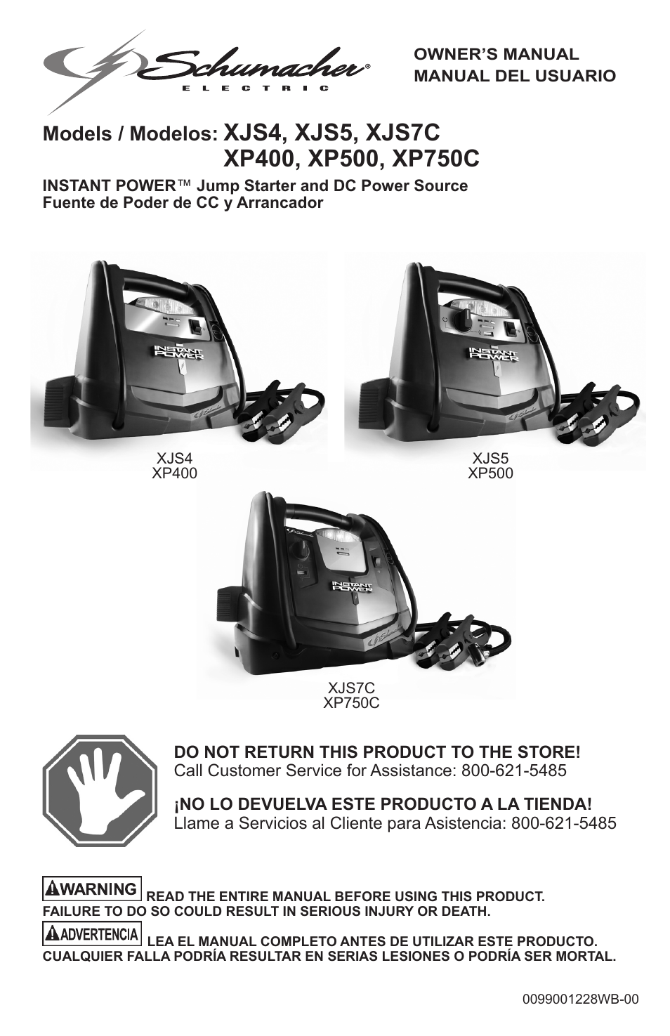 Schumacher Instant Power Jump Starter and DC Power Source XJS4 User Manual | 22 pages