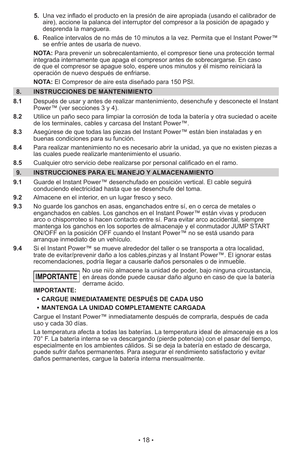 Schumacher Instant Power Jump Starter and DC Power Source XJS4 User Manual | Page 19 / 22