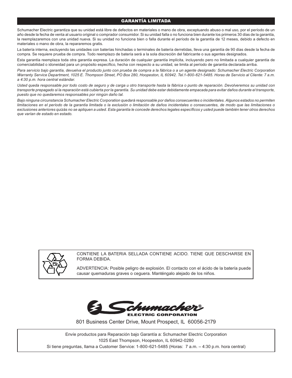 Schumacher IP-95L User Manual | Page 8 / 8