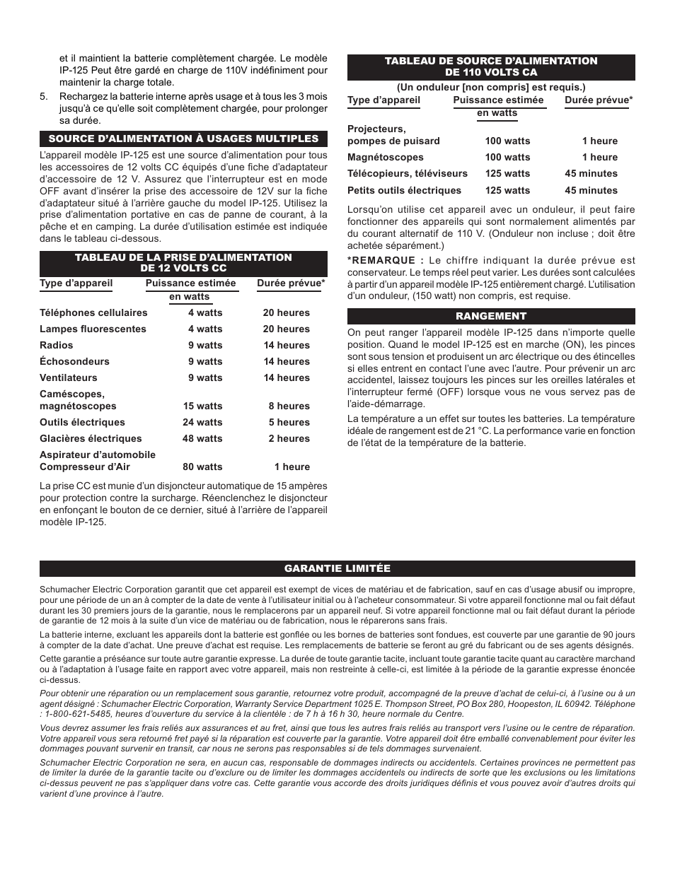 Schumacher IP-125 User Manual | Page 4 / 8