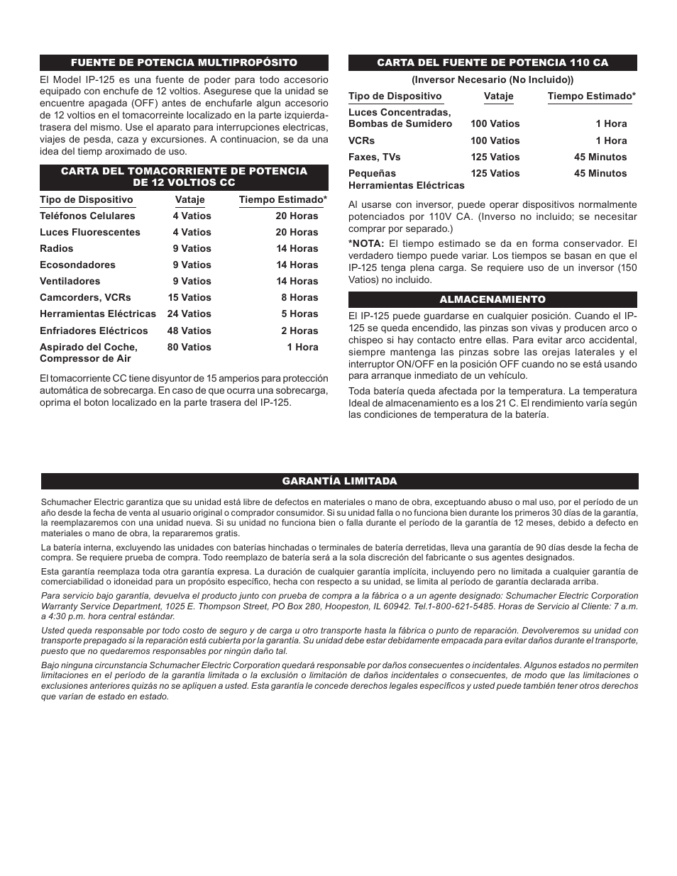 Schumacher IP-125 User Manual | Page 7 / 8