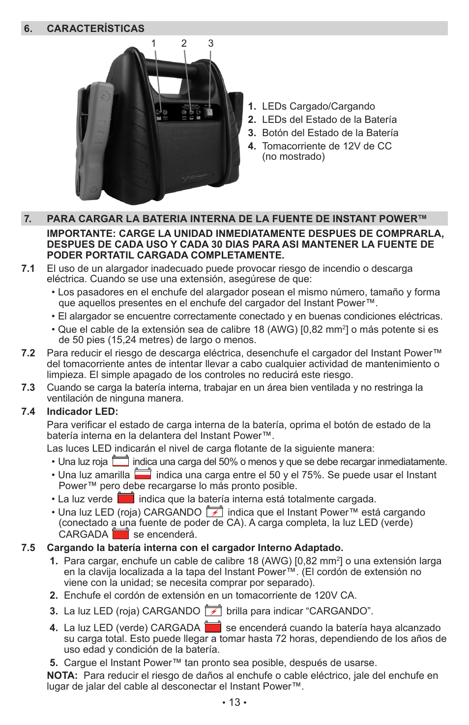Schumacher Jump Starter and DC Power Source IP-75 User Manual | Page 13 / 24