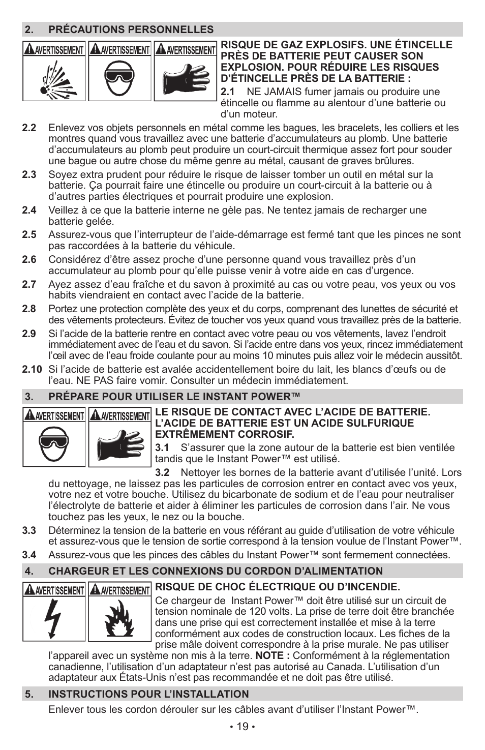 Schumacher Jump Starter and DC Power Source IP-75 User Manual | Page 19 / 24