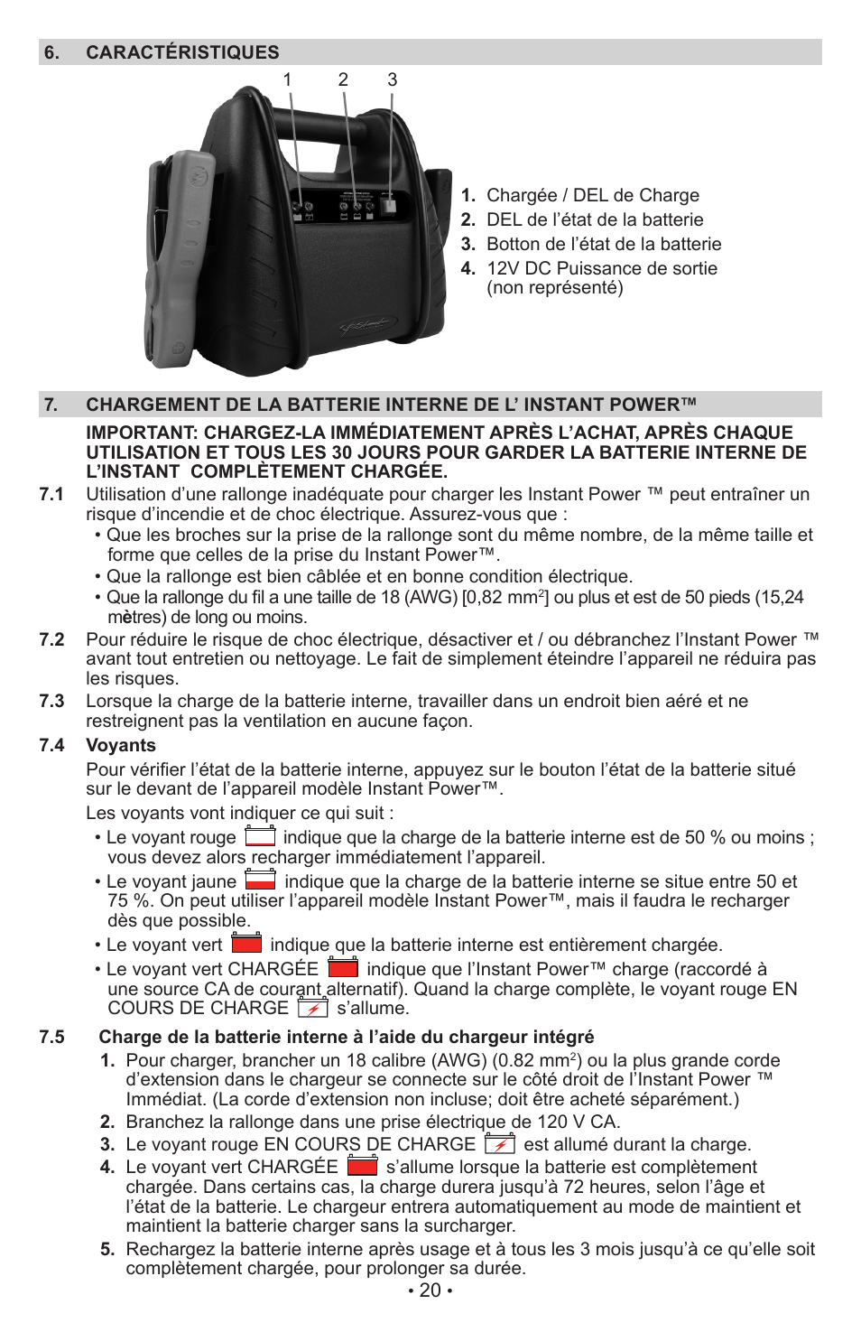 Schumacher Jump Starter and DC Power Source IP-75 User Manual | Page 20 / 24