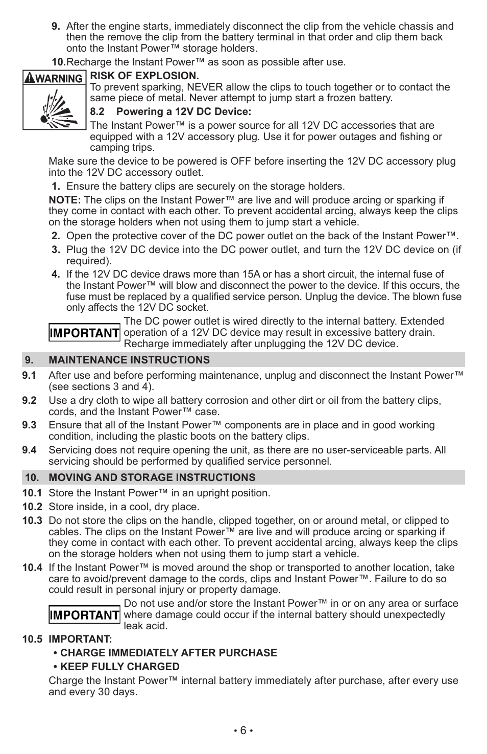 Schumacher Jump Starter and DC Power Source IP-75 User Manual | Page 6 / 24