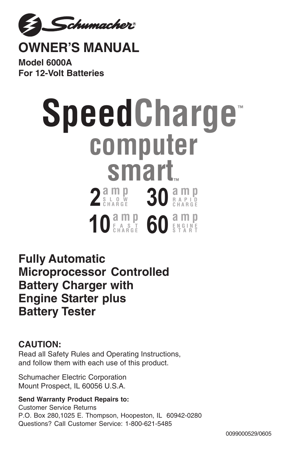 Schumacher 6000A User Manual | 16 pages