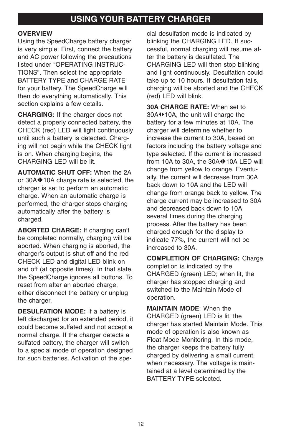 Using your battery charger | Schumacher 6000A User Manual | Page 12 / 16